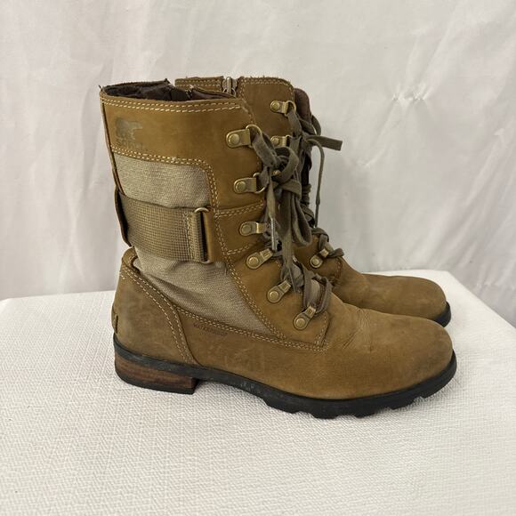 Sorel Boots Womens Size 8.5 Emelie Conquest Brown Waterproof Casual Zip Up - Picture 1 of 10